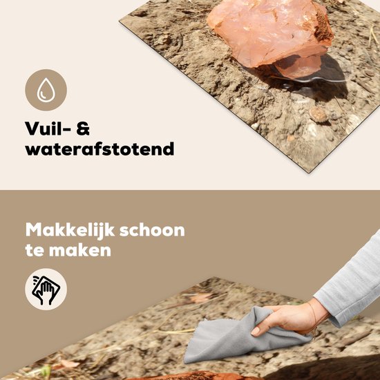 KitchenYeah® Inductie beschermer 75x52 cm - Roze rozenkwarts in de modder - Kookplaataccessoires - Afdekplaat voor kookplaat - Inductiebeschermer - Inductiemat - Inductieplaat mat