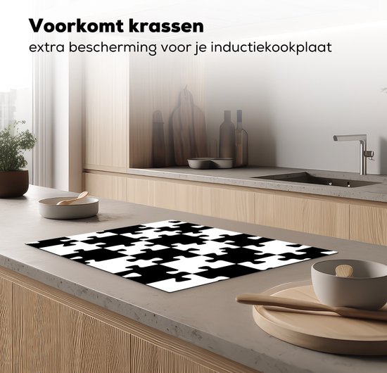 KitchenYeah® Inductie beschermer 71x52 cm - Puzzel - Schaken - Patronen - Kookplaataccessoires - Afdekplaat voor kookplaat - Inductiebeschermer - Inductiemat - Inductieplaat mat