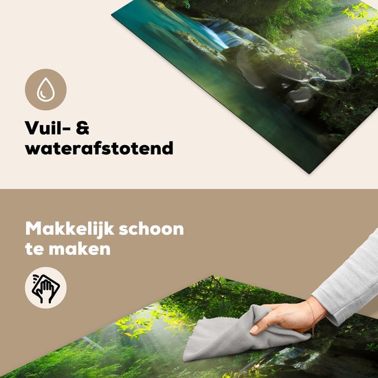 KitchenYeah® Inductie beschermer 77x51 cm - Jungle - Waterval - Planten - Jongens - Meisjes - Kinderen - Kookplaataccessoires - Afdekplaat voor kookplaat - Inductiebeschermer - Inductiemat - Inductieplaat mat