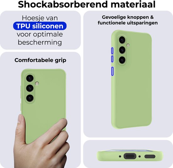 Coque Compatible avec Samsung A35 Coque Siliconen Case Cover - Coque Compatible avec Samsung Galaxy A35 5G Case Cover Case - Vert - 2 PACK