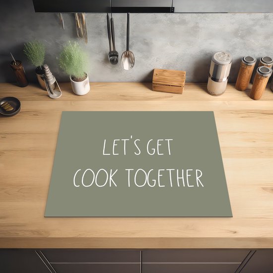 KitchenYeah® Inductie beschermer 65x52 cm - Quotes - Keuken - Let's get cook together - Spreuken - Koken - Kookplaataccessoires - Afdekplaat voor kookplaat - Inductiebeschermer - Inductiemat - Inductieplaat mat