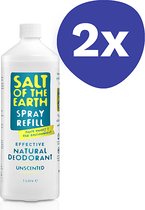 Recharge de spray déodorant non parfumé aux Crystal Natural Salt of the Earth (2x 1L)