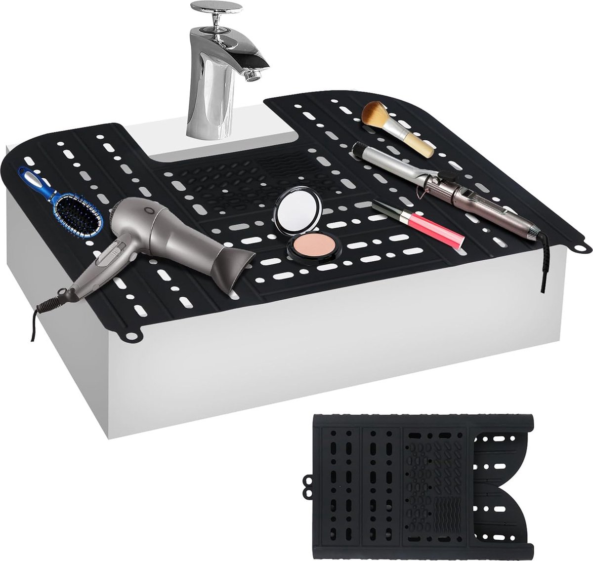 Jarade Tapis d'évier en Silicone, revêtement d'évier 24.8 X 13, Protection d'évier Pliable, résistant à la Chaleur et antidérapant, Insert de Protection pour bac d'égouttement de Cuisine