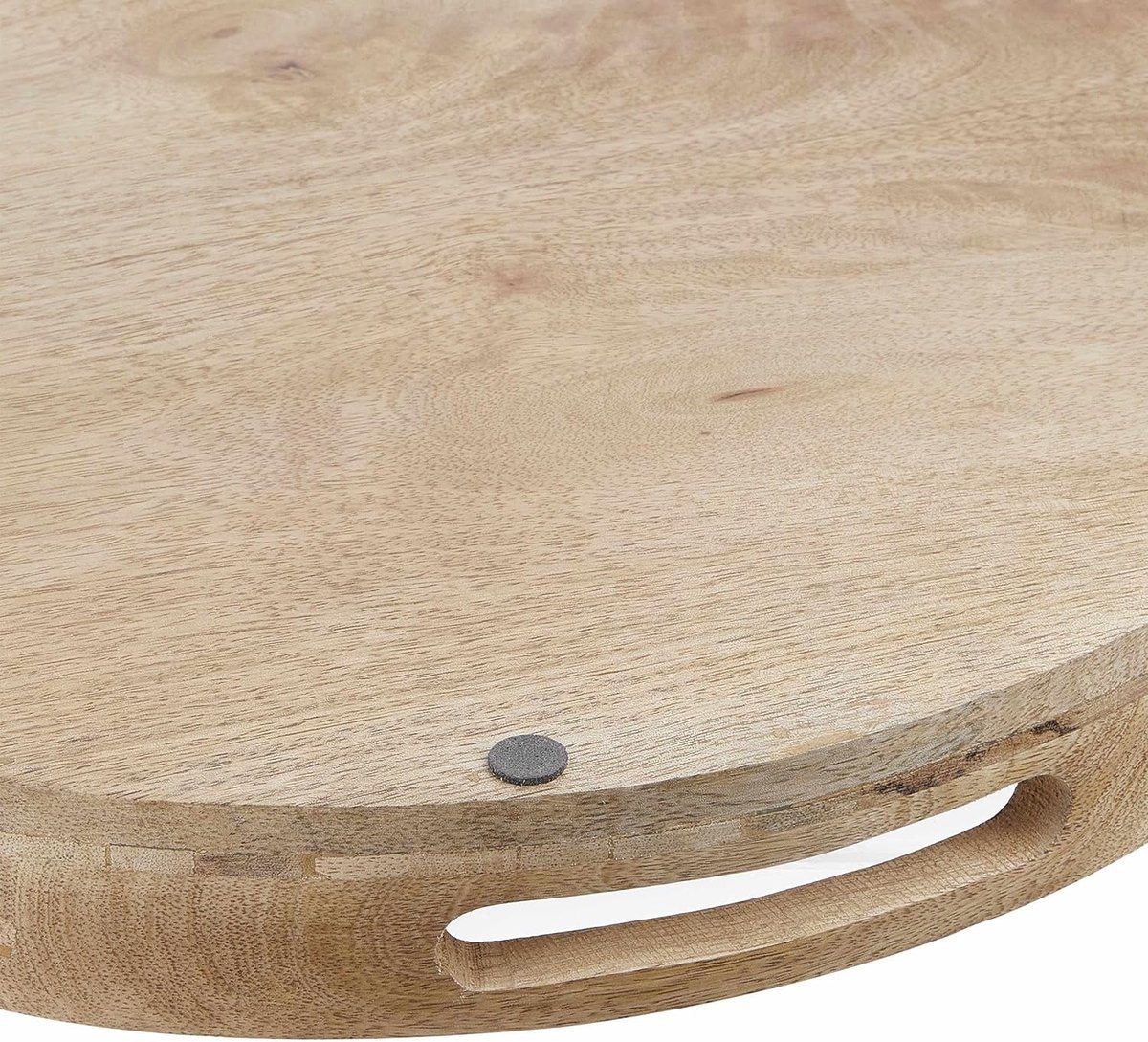 Dienblad/serveerblad rond D42 cm bamboe zwart met handvaten | Fun en Feest