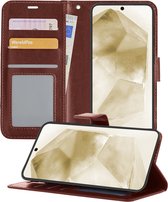 Hoesje Geschikt voor Samsung A55 Hoesje Book Case Hoes Wallet Cover - Hoes Geschikt voor Samsung Galaxy A55 Hoesje Bookcase Hoes - Bruin