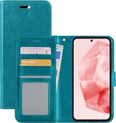 Hoes Geschikt voor Samsung A35 Hoesje Book Case Hoes Flip Cover Wallet Bookcase - Turquoise