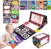 Montessori Babyspiegel, speelgoed voor baby's met boek, 0-18 maanden, educatief speelgoed voor baby's en kinderen, spelletjes met spiegel, opvouwbaar, zachte stoffen, speelgoed