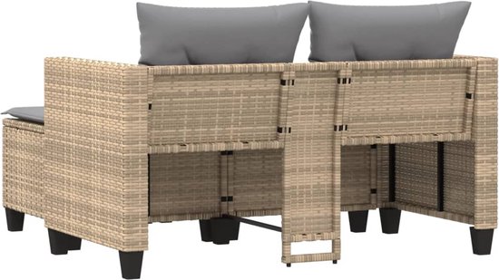 vidaXL-Tuinbank-2-zits-met-voetenbanken-poly-rattan-beige