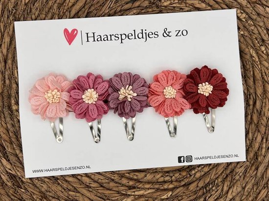 Haarspeldjes Blossem setje 10 - bloemen in bloei - roze tinten — 4 cm speldjes