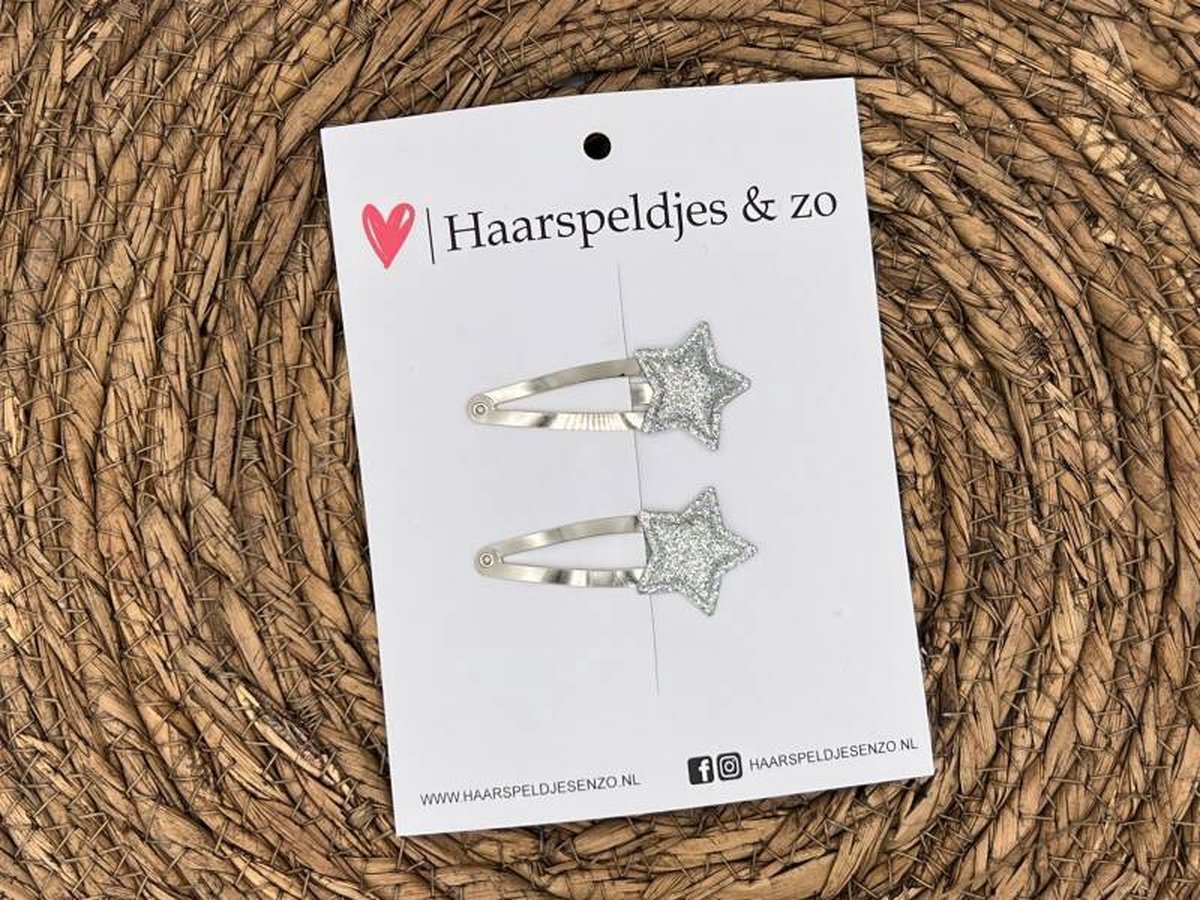 Haarspeldje ‘Stars’ - ster - sterretje - glitters - zilver - kerst – feestdagen — 5 cm speldjes