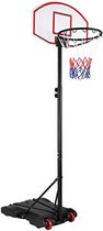 Basketbalpaal voor Buiten - Basketbalring met Standaard - Basketbalpaal voor Kinderen - Basketbalpaal Verstelbaar - 179 tot 209cm - Zwart Wit Grijs Rood