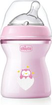 Chicco Natural Feeling Babyfles voor 2 maanden + 250 ml, fles met zuignap van zachte en flexibele siliconen, geschikt voor gemengde borstvoeding, middeldichte stroom, roze 2+ m