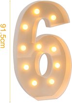 Cijfer 6 - 6 jaar verjaardag versiering - doehetzelf pakket - met verlichting - 16 jaar - 60 jaar verjaardag versiering - 91 cm