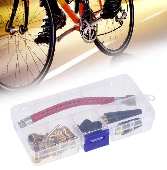 Foto: Tlvx ventiel adapters en dopjes set 21 stuks fiets ventiel adapters balnaalden fatbike step elektrische fiets verloopnippels fietsband oppompen voetbal compressor pomp verloopstuk autoband luchtbed ballen pomp universeel