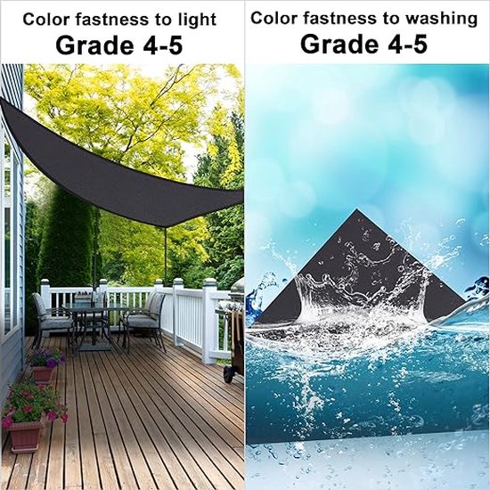 toile d'ombrage - hydrofuge, résistante aux UV / terrasse, balcon / toile d'ombrage 3,6 x 3,6 x 5 m