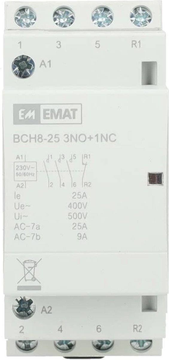 EMAT magneetschakelaar 230/400V 25A 3 maak en 1 verbreek (85010014)