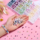 2200 pièces de perles multicolores de 4/6/8/10 mm, perles en vrac pour l'artisanat avec des trous pour la fabrication de Bijoux , petites Perles de remplissage pour l'artisanat, les bracelets, les colliers, les Boucles d'oreilles d'oreilles