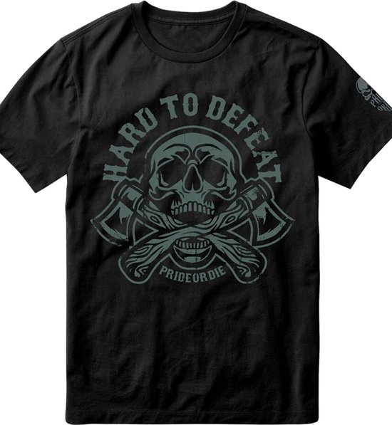 PRIDEorDie T-shirt HARD TO DEFEAT Katoen Zwart maat L