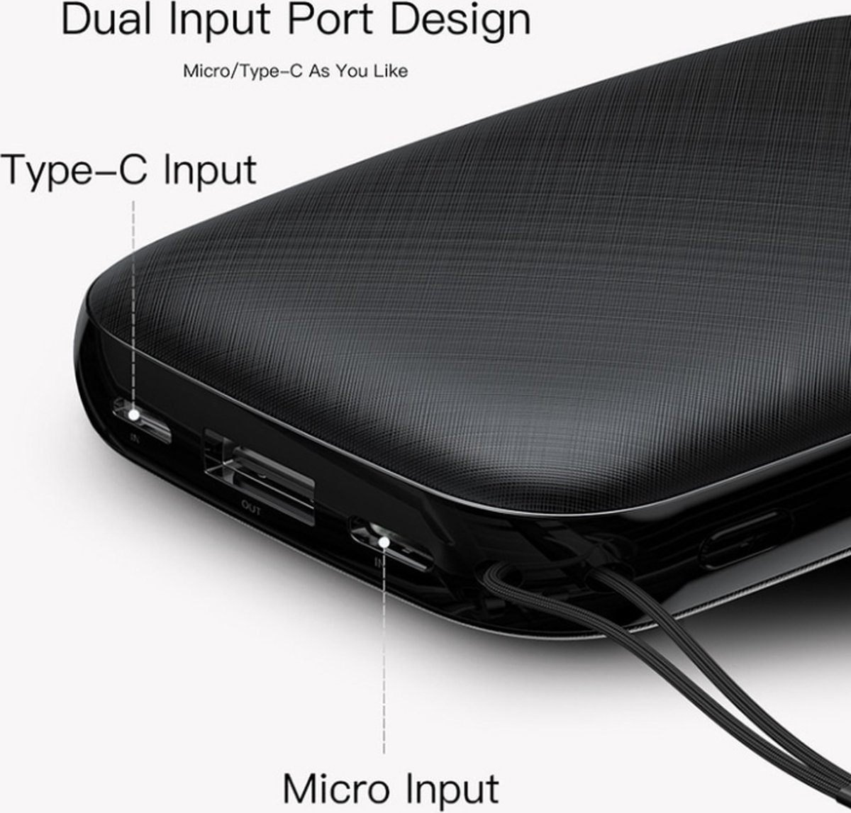 DrPhone SwiftCharge - Nood 10000 mAh powerbank – Draagbare Powerbank - Ingebouwde Beveiliging - Smartphone / Horloge lader - Zwart — cadeau in Gadgets - foto 4