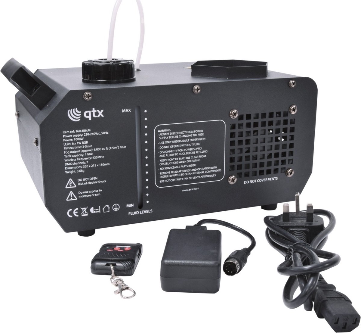 FLARE-1000 verticale LED rookmachine 6x RGB LED's DMX 1000W