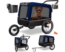 KESSER Hondenfietskar tot 40 kg 3-in-1 - Fietskar, Hondenbuggy en Jogger voor Honden, Oxford Stof en Staal - Marineblauw