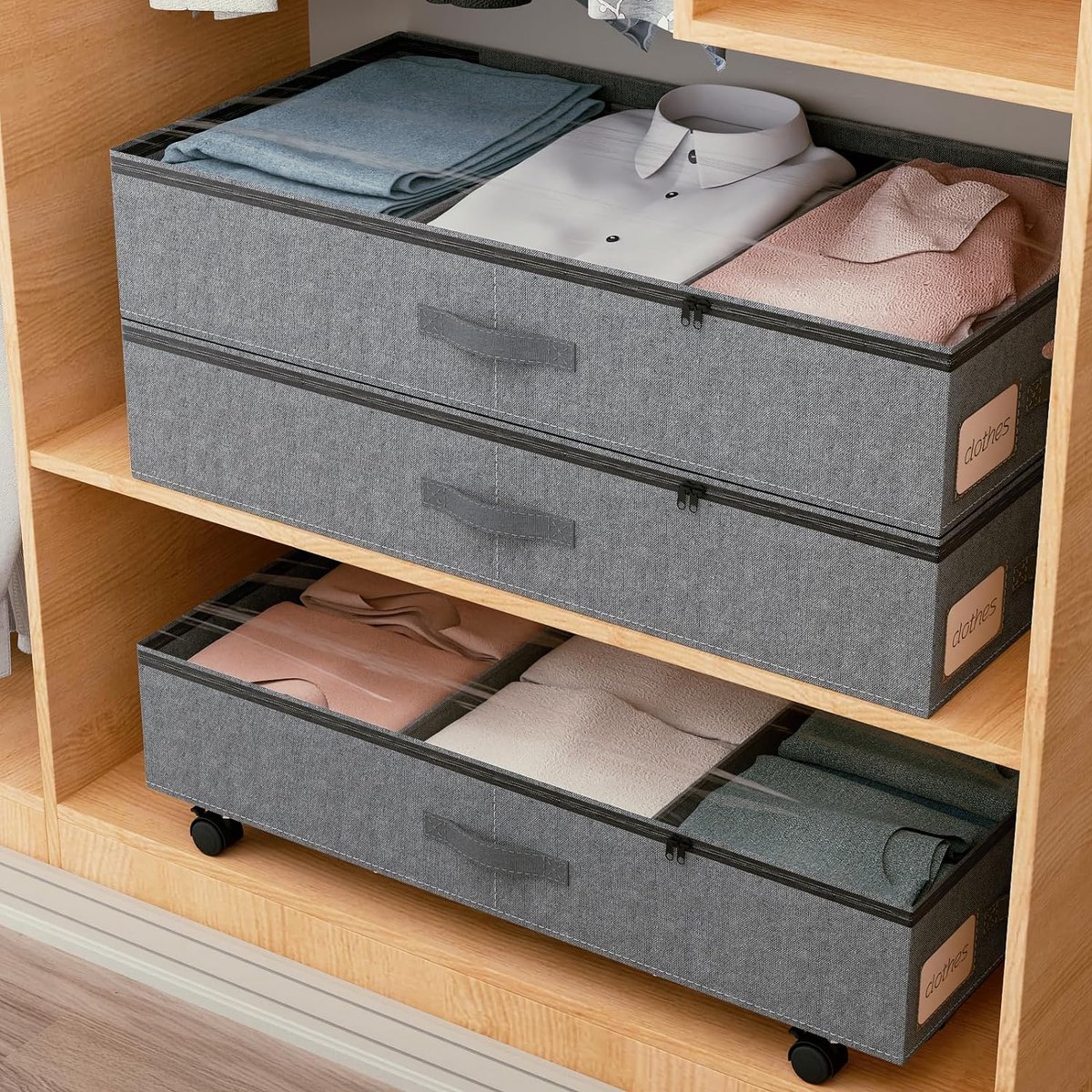 Opbergtassen voor onder het bed - Opbergdoos met wieltjes - Opvouwbare onderbedcommode
