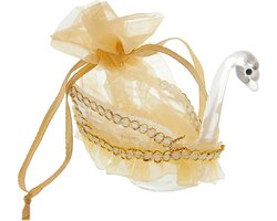 12 stuks acryl zwaan met organzastof en lint uitdeelbedankje huwelijk