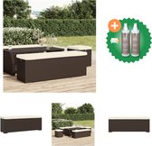 vidaXL Hocker met kussen 110x30x40 cm poly rattan bruin Tuinbank Inclusief Onderhoudsset