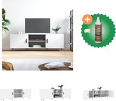 vidaXL Tv-meubel 150x30x50 cm bewerkt hout wit - Kast - Inclusief Houtreiniger en verfrisser