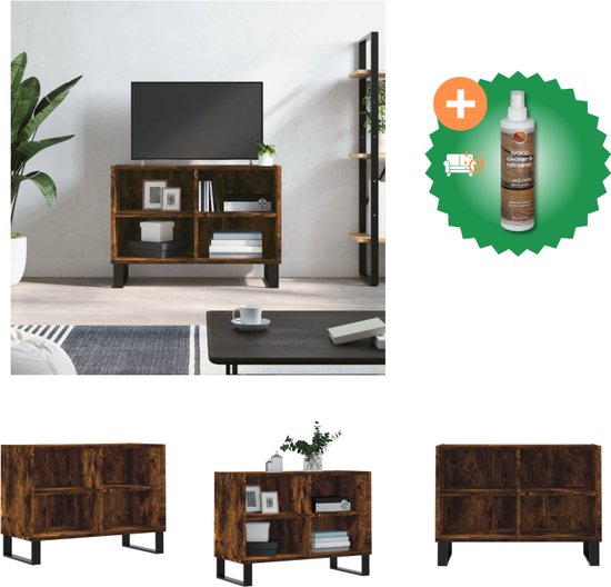 vidaXL Tv-meubel 69-5x30x50 cm bewerkt hout gerookt eikenkleurig - Kast - Inclusief Houtreiniger en verfrisser