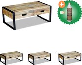 vidaXL Salontafel met 2 lades 100x60x40 cm massief mangohout - Tafel - Inclusief Houtreiniger en verfrisser