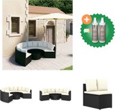 vidaXL 7 delige Loungeset met kussens poly rattan zwart Tuinset Inclusief Onderhoudsset