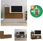 vidaXL Tv-meubelen 3 st massief grenenhout honingbruin - Kast - Inclusief Houtreiniger en verfrisser