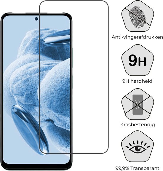 Coque pour Xiaomi Redmi Note 12 5G - Coque en Siliconen avec film protecteur d'écran - Coque pour Xiaomi Redmi Note 12 5G - Zwart