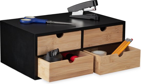 Organisateur de bureau Relaxdays - avec 4 tiroirs - plateau de bureau - bac de rangement pour fournitures de bureau