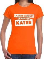 Laat me met rust ik heb een kater tekst t-shirt oranje dames XL