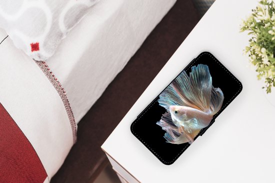 Bookcase pour téléphone iPhone SE 2020 Bookcase - Poisson - Staart - Zwart - Avec poches - Étui portefeuille avec fermeture magnétique