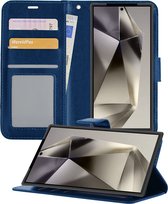 Hoesje Geschikt voor Samsung S24 Ultra Hoesje Book Case Hoes Wallet Cover - Hoes Geschikt voor Samsung Galaxy S24 Ultra Hoesje Bookcase Hoes - Donkerblauw