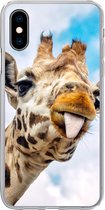 Telefoonhoesje Geschikt voor iPhone X hoesje - Giraffe - Grappig - Tong - Kinderen - Jongens - Meisjes - Kind - Siliconen Telefoonhoesje Telefoonhoesje