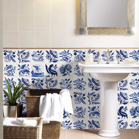 Ulticool Décoration Autocollant carrelages - Voilier Rose Vogel - 15x15 cm - 15 pièces Autocollants Stickers muraux en Feuille Adhésive Autocollants Carrelage - Carrelage Autocollant - Sticktiles - Salle de Bain - Cuisine