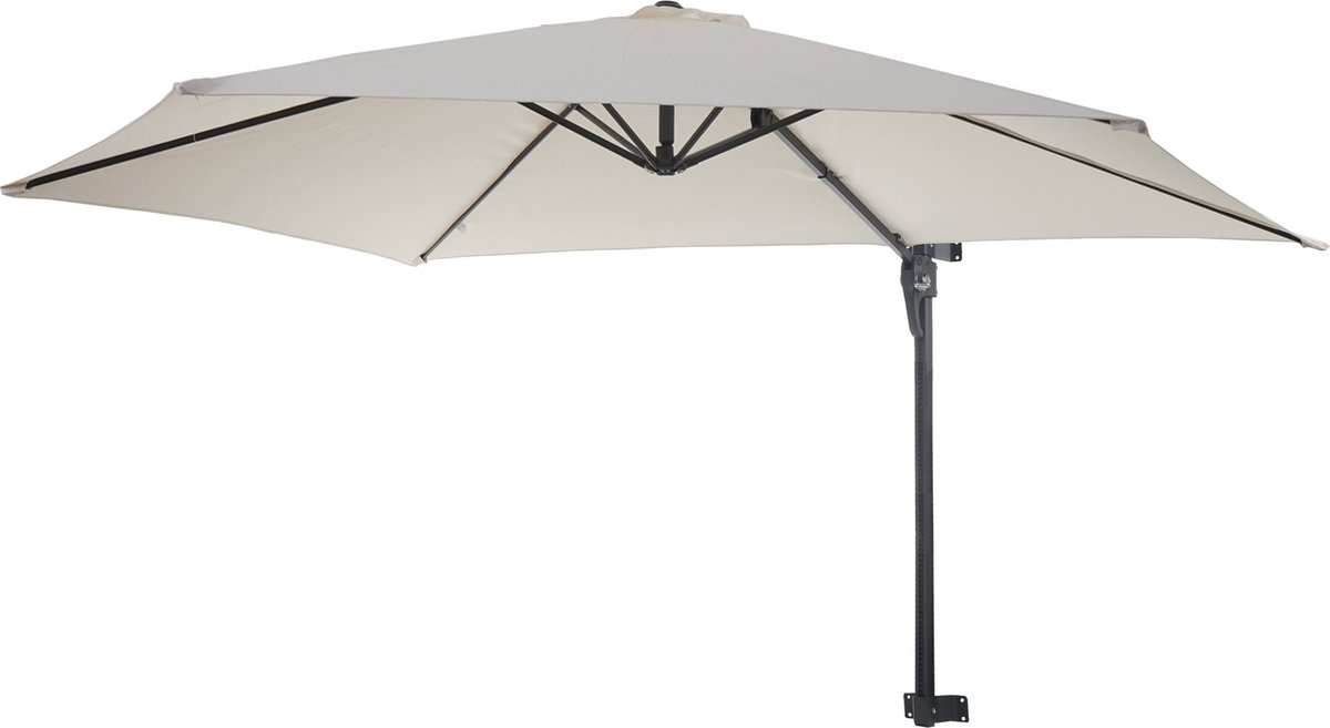 Wandparasol Casoria, verkeerslicht parasol balkonparasol, 3m kantelbaar, polyester aluminium/staal 9kg ~ crème