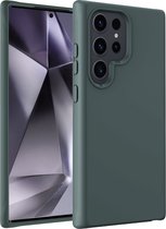 Hoesje Geschikt voor Samsung S24 Ultra Hoesje Siliconen Case Hoes - Hoes Geschikt voor Samsung Galaxy S24 Ultra Hoes Cover Case - Donkergroen