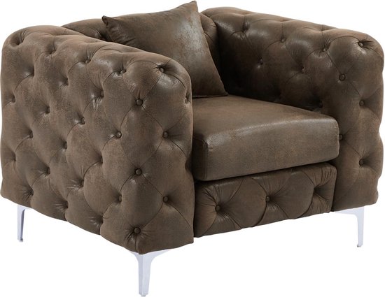 Chesterfieldfauteuil van microvezel met verouderd leereffect EDWINA L 106 cm x H 76 cm x D 91 cm