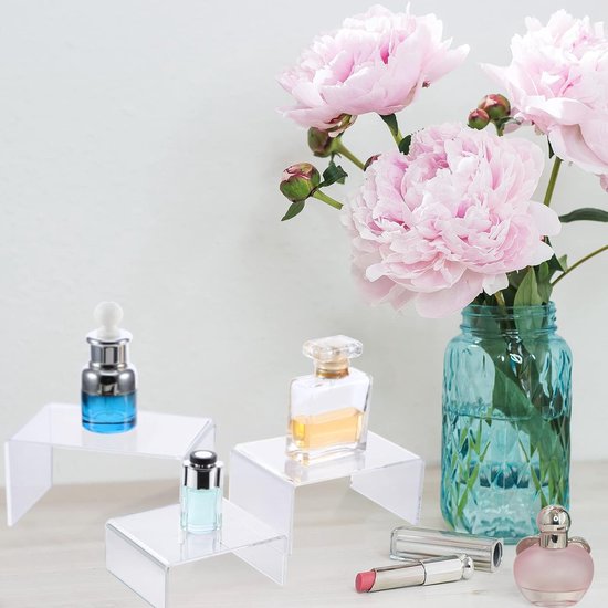 2 ensembles de contremarches d'affichage en acrylique transparent, lumières de vitrine d'étagère de contremarche d'affichage de bijoux