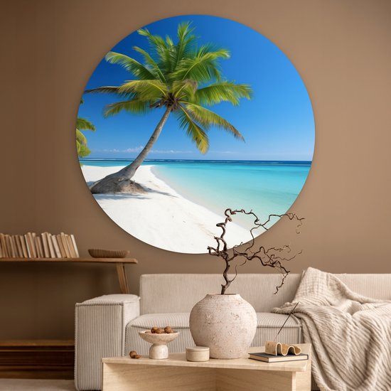 WallCircle - Cercle mural ⌀ 140 - Plage - Palmier - Tropical - Mer - Tableaux ronds salon - Plaque murale ronde - Cercle de Décoration murale - Décoration de chambre à l'intérieur - Cercle Décoration murale - Accessoires de maison