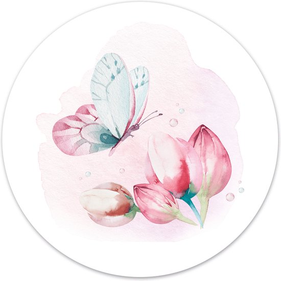 Label2X Muurcirkel kids fairy butterfly - Ø 12 cm - Dibond aanbevolen - Wandcirkel bloem - Bloemen - Wandcirkel natuur - Wandcirkel rond - Wanddecoratie woonkamer - Wandcirkel - Muurcirkel binnen - Wandbord rond - Muurcirkel - WallCircle