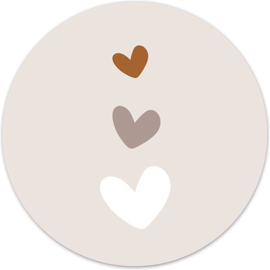 Label2X - Muurcirkel kids hartjes - 40 cm - Forex - Multicolor - Wandcirkel - Rond Schilderij - Muurdecoratie Cirkel - Wandecoratie rond - Decoratie voor woonkamer of slaapkamer