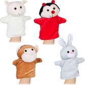 Relaxdays handpoppen - set van 4 - poppenkast poppen - dieren poppen - voor kinderen