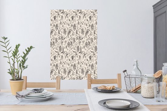 Stickers muraux - Sticker Foil - Fleurs - Zwart - Wit - Feuilles - 60x90 cm - Film Adhésif - Stickers muraux Chambre Enfant - Papier Peint Auto Adhésif