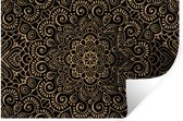 Muurstickers - Sticker Folie - Gouden patroon op een zwarte achtergrond - 60x40 cm - Plakfolie - Muurstickers Kinderkamer - Zelfklevend Behang - Zelfklevend behangpapier - Stickerfolie